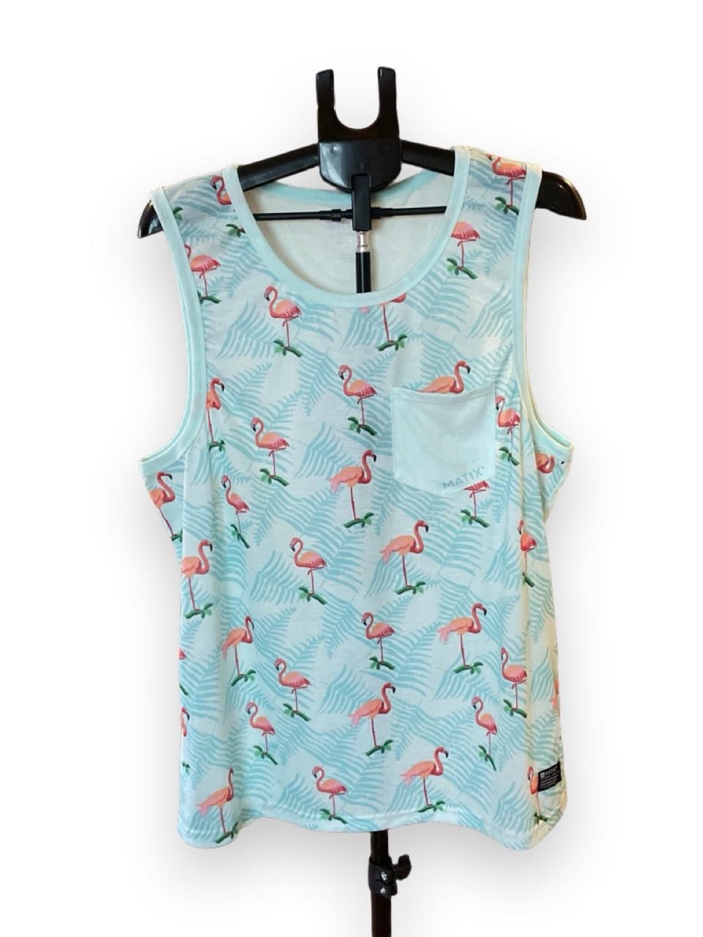 Matix Mint Tank Top with Pink Flamingo Print
